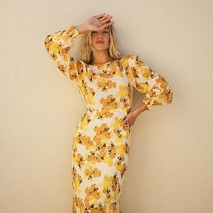 Peony Citrus Cascading Dress